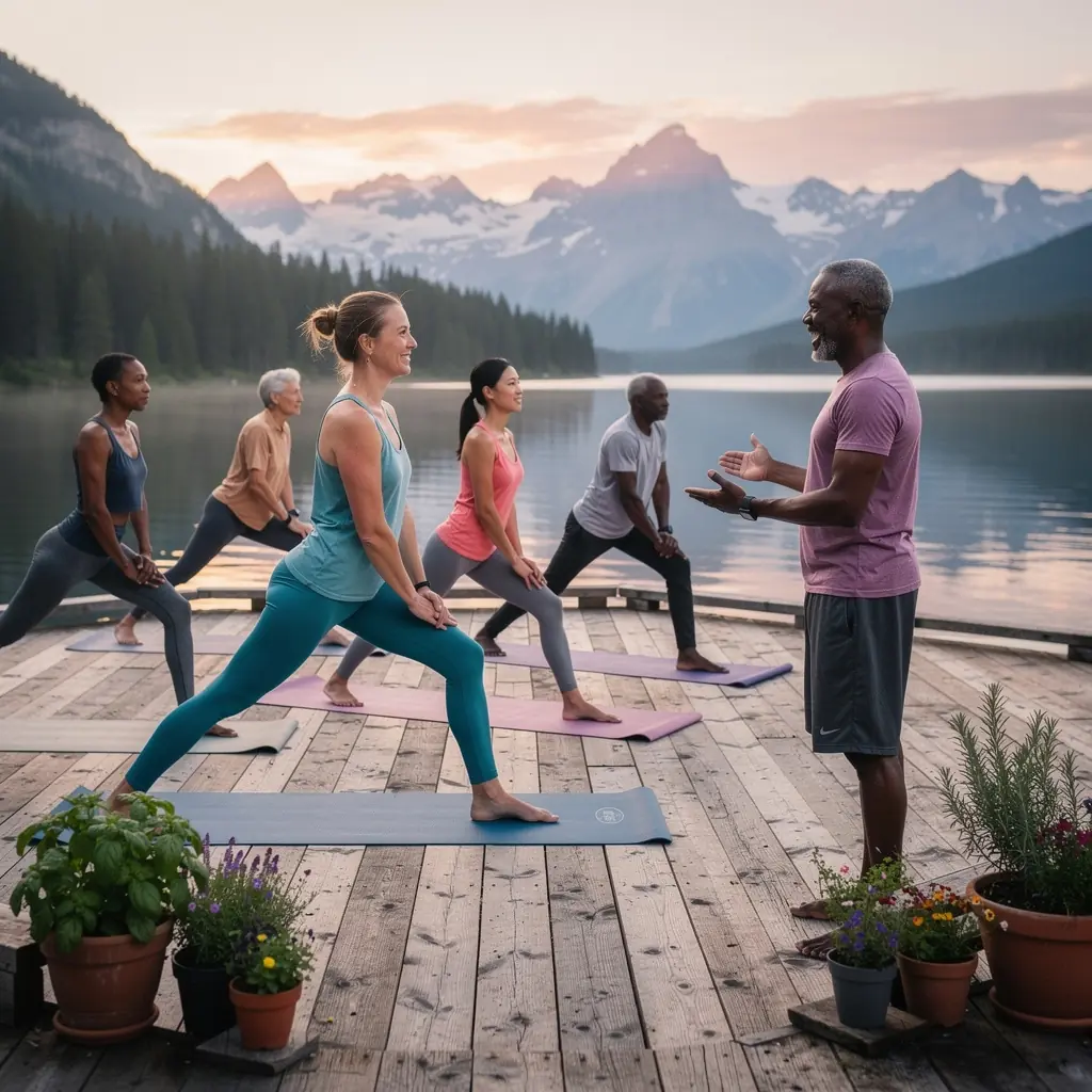 Hikers traversing a scenic trail through vibrant alpine meadows filled with wildflowers.